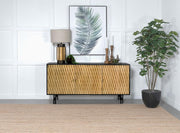 Aminah - 3 Door Wood Accent Cabinet - Natural And Black - JaxCo Furniture