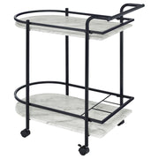 Desiree - 2-Tier Faux Marble Shelf Metal Bar Cart - JaxCo Furniture