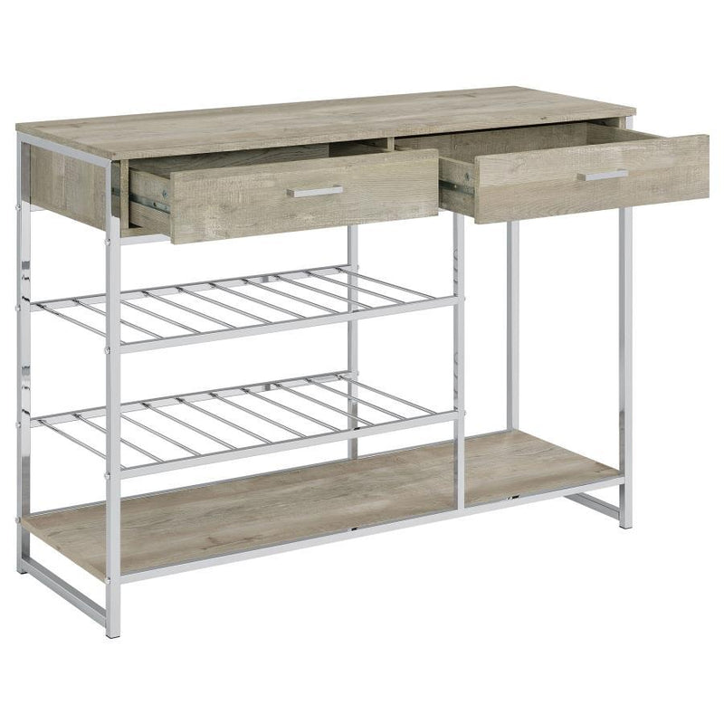 Melrose - 2-Drawer Home Bar Storage With Wine Rack Gray - Gray - JaxCo Furniture