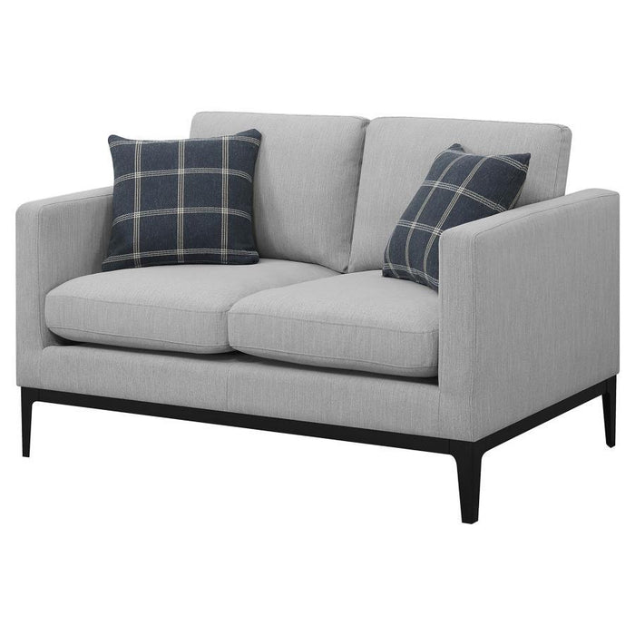 Apperson - Upholstered Track Arm Loveseat - Light Gray - JaxCo Furniture