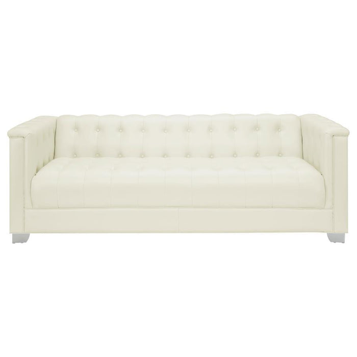 Chaviano - Upholstered Track Arm Sofa - Pearl White - JaxCo Furniture