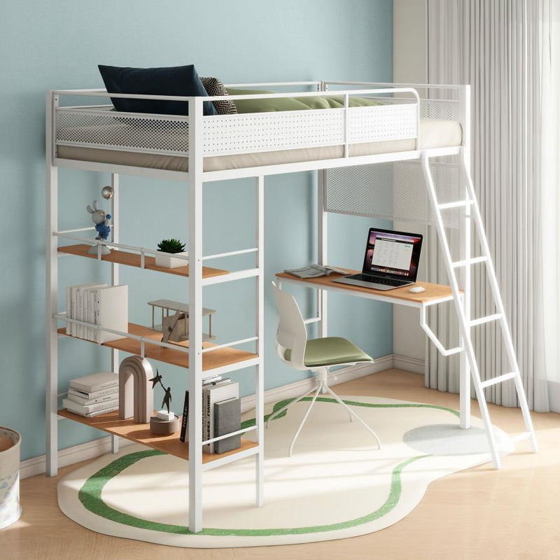 Campus - 3-Shelf Metal Twin Workstation Loft Bed - JaxCo Furniture