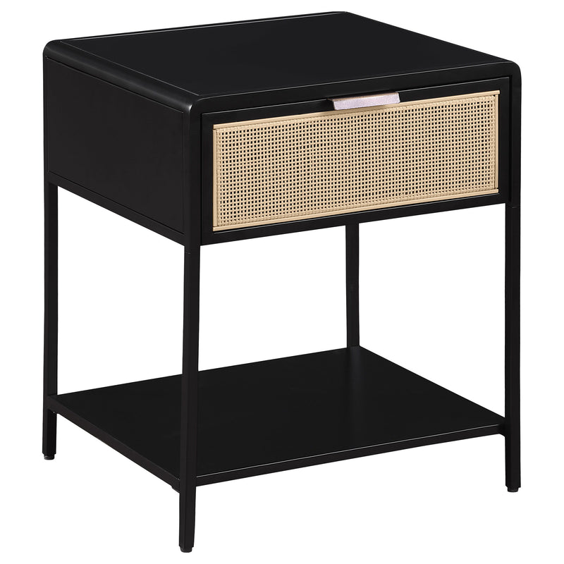 Amherst - 1-Drawer Radio Weave Rattan Metal Side Table - JaxCo Furniture