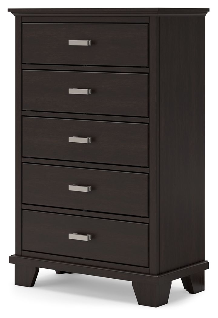Covetown - Dark Brown - Five Drawer Chest - JaxCo Furniture