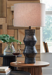 Kerbert - Distressed Black - Terracotta Table Lamp - JaxCo Furniture