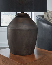 Naareman - Metallic Black - Terracotta Table Lamp - JaxCo Furniture