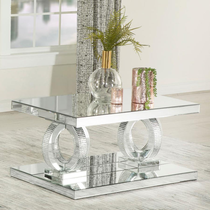 Breena - Rectangular Mirrored Acrylic Coffee Table - Silver - JaxCo Furniture