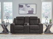 Brysonview - Double Reclining Loveseat With Console - Charcoal - JaxCo Furniture