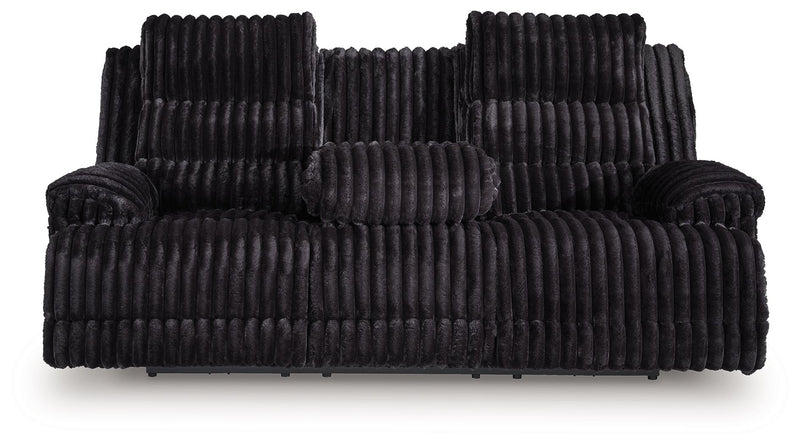 Rhine Falls - Onyx - Reclining Power Sofa With Drop Down Table - JaxCo Furniture