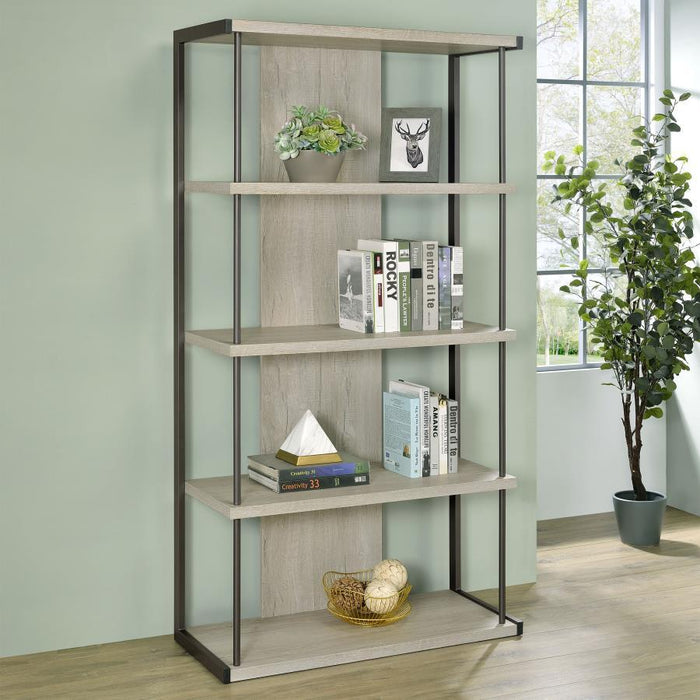 Loomis - 4-Shelf Bookshelf - Whitewashed Gray - JaxCo Furniture