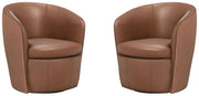 Barolo - 100% Italian Leather Swivel Club Chair (Set of 2) - JaxCo Furniture