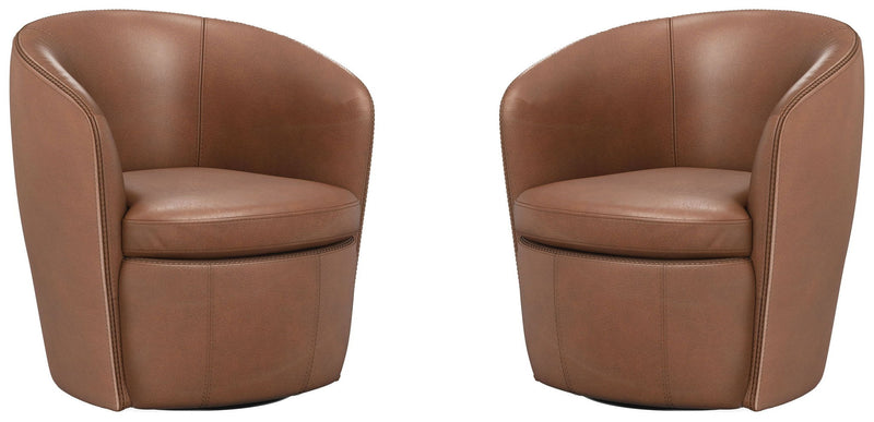 Barolo - 100% Italian Leather Swivel Club Chair (Set of 2) - JaxCo Furniture