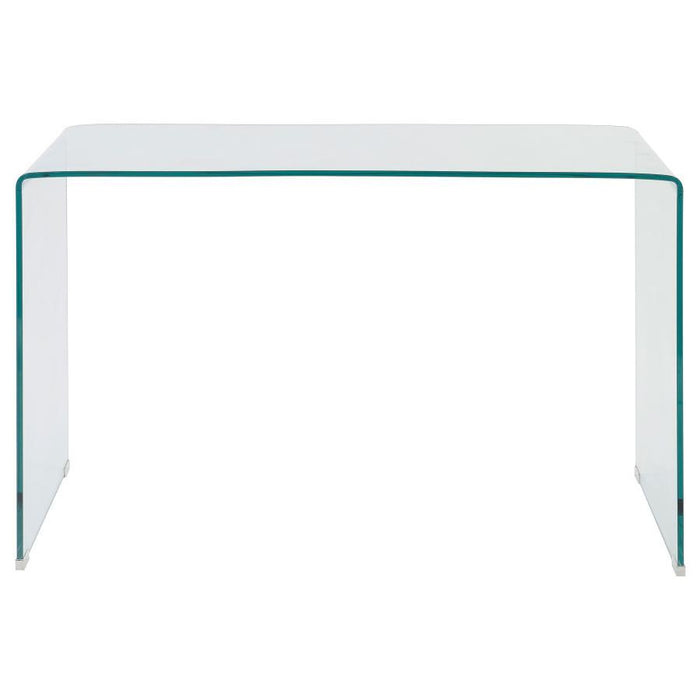 Ripley - Tempered Bent Glass Writing Desk Clear - Clear Glass - JaxCo Furniture