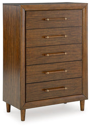 Lyncott - Brown - Five Drawer Chest - JaxCo Furniture