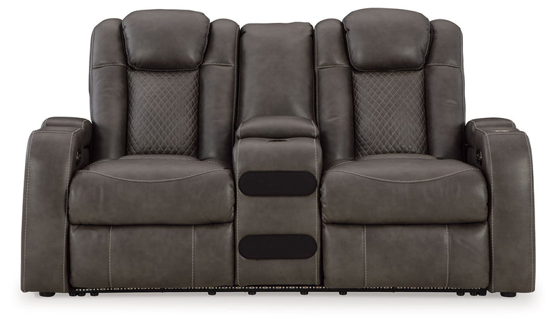 Fyne-dyme - Power Reclining Loveseat With Console/Adj Hdrst - JaxCo Furniture