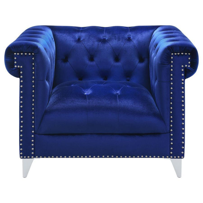 Bleker - Upholstered Tuxedo Arm Tufted Accent Chair - Blue - JaxCo Furniture