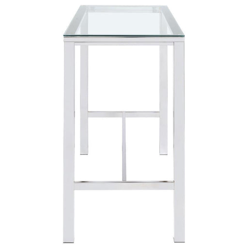 Tolbert - Rectangular Glass Top Pub Bar Table - Chrome - JaxCo Furniture