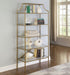 Serena - 5-Shelf Glass Bookshelf - Gold - JaxCo Furniture