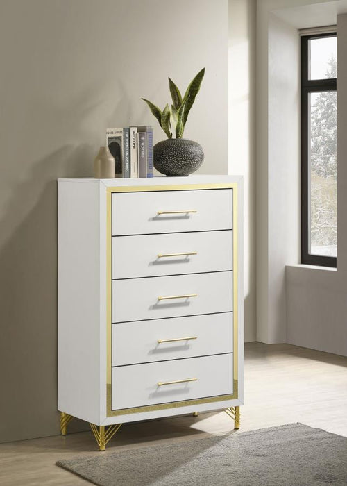 Lucia - 5-Drawer Bedroom Chest - White - JaxCo Furniture