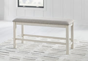 Robbinsdale - Antique White - Dbl Counter Height Upholstered Dining Bench - JaxCo Furniture