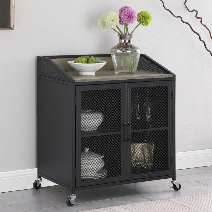 Arlette - 2 Door Mobile Home Bar Wine Cabinet - Sandy Black - JaxCo Furniture