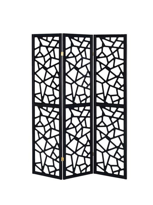 Nailan - 3-Panel Room Divider Folding Screen Open Mosaic - Black - JaxCo Furniture