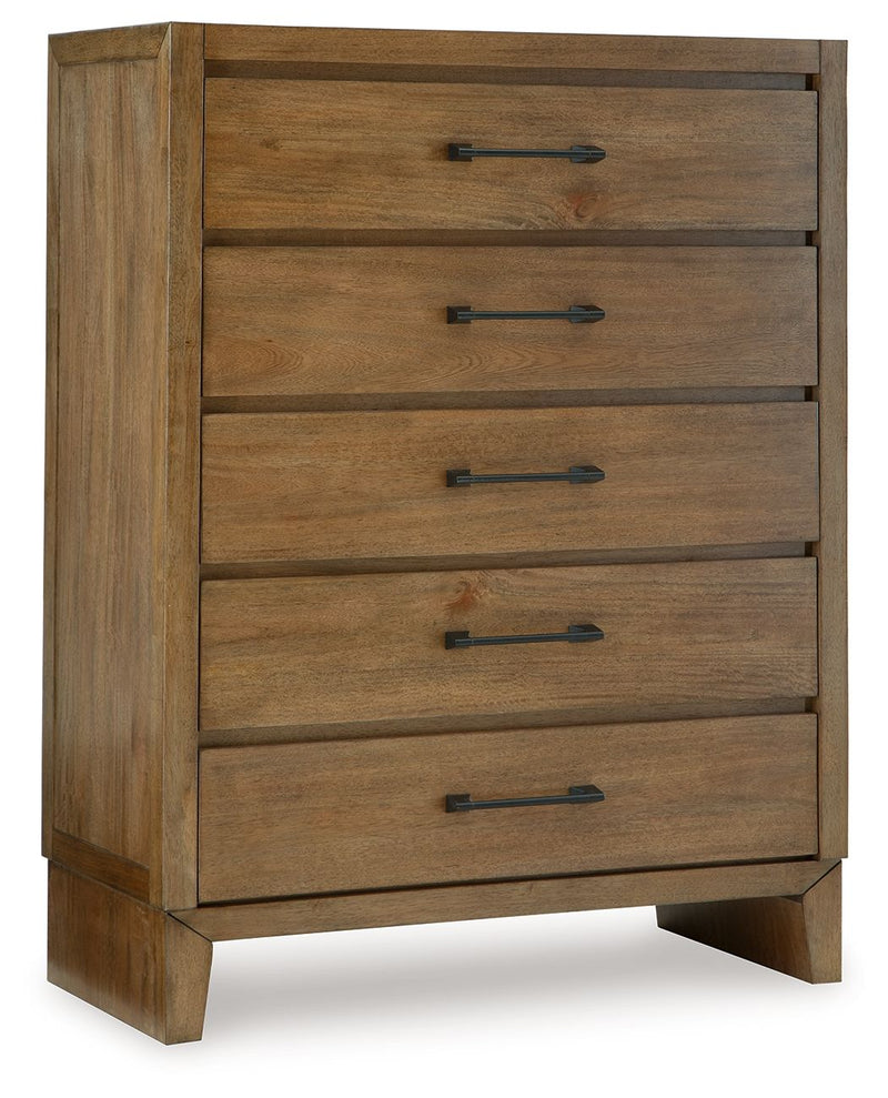 Sherbana - Light Brown - Five Drawer Chest - JaxCo Furniture