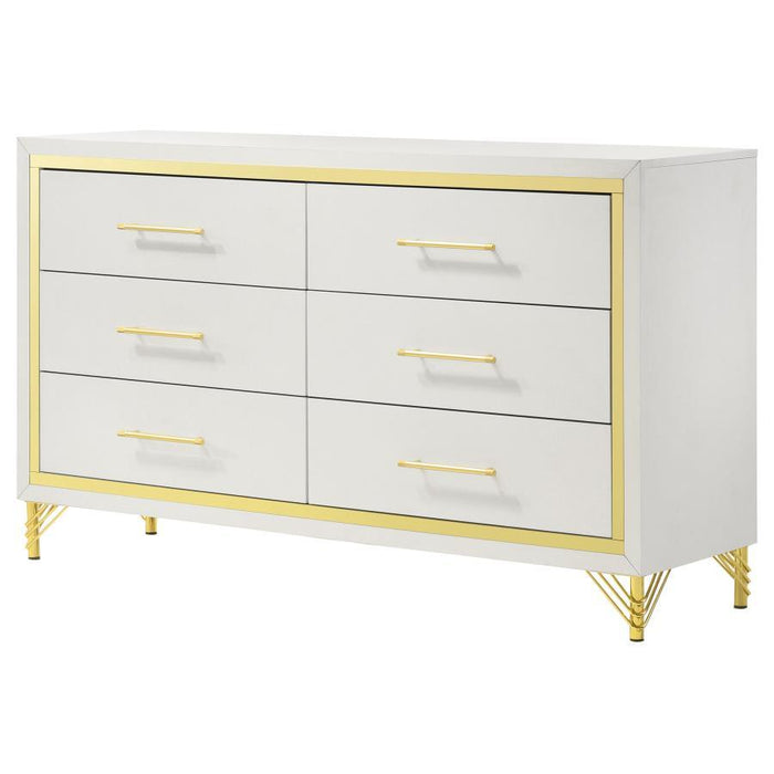 Lucia - 6-Drawer Dresser - White - JaxCo Furniture