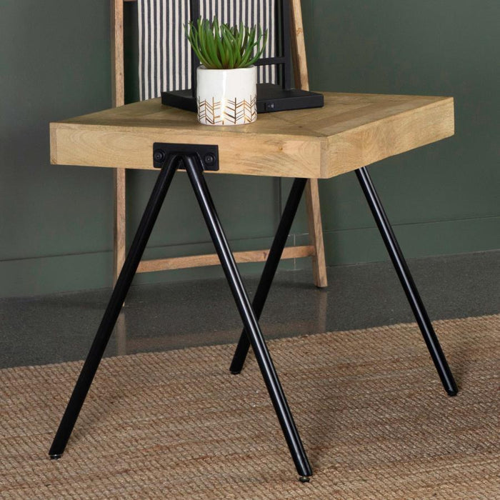 Avery - Square Solid Mango Wood Side End Table - Natural - JaxCo Furniture