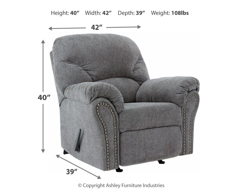 Allmaxx - Pewter - Rocker Recliner - JaxCo Furniture