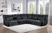 Hewitt - Leather Upholstered Power Reclining Sectional - Black - JaxCo Furniture