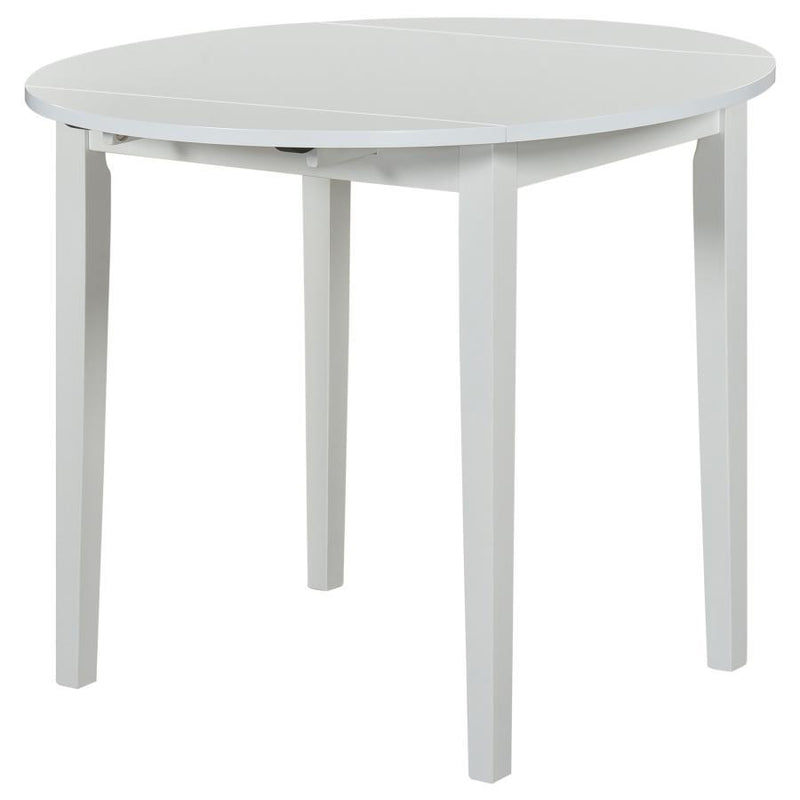 Bucknell - 3 Piece Round Drop Leaf Dining Table Set - White - JaxCo Furniture