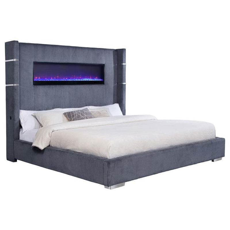 Tisdall - Upholstered Fireplace Bed - JaxCo Furniture
