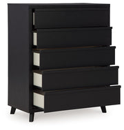 Danziar - Black - Five Drawer Wide Chest - JaxCo Furniture
