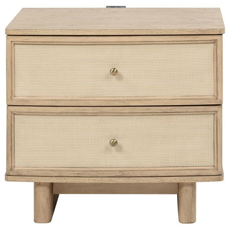 Kailani - 2-Drawer Nightstand Bedside Table - Beige Oak - JaxCo Furniture