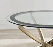 Brooke - Round Glass Top Coffee Table Metal Base - JaxCo Furniture