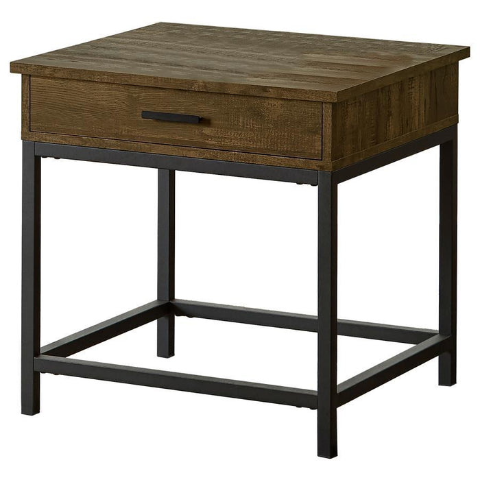 Byers - 1-Drawer Square Engineered Wood End Table - Brown Oak - JaxCo Furniture