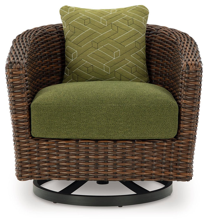 Horizon Hall - Brown / Green - Swivel Lounge With Cushion - JaxCo Furniture