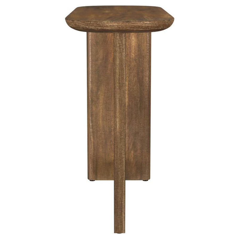 Fletcher - Oval Solid Mango Wood Entryway Console Table - Brown - JaxCo Furniture