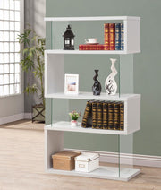 Emelle - 4-Shelf Glass Panel Bookshelf - JaxCo Furniture