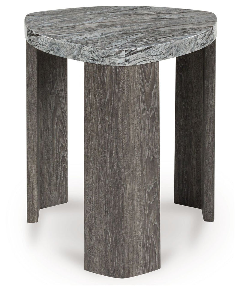 Surmour - Gray / Brown - Triangle End Table - JaxCo Furniture