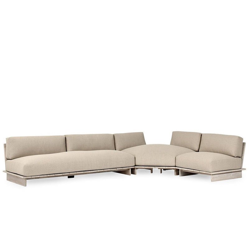 Livia - Teak 3 Piece Outdoor Sectional - Taupe - JaxCo Furniture