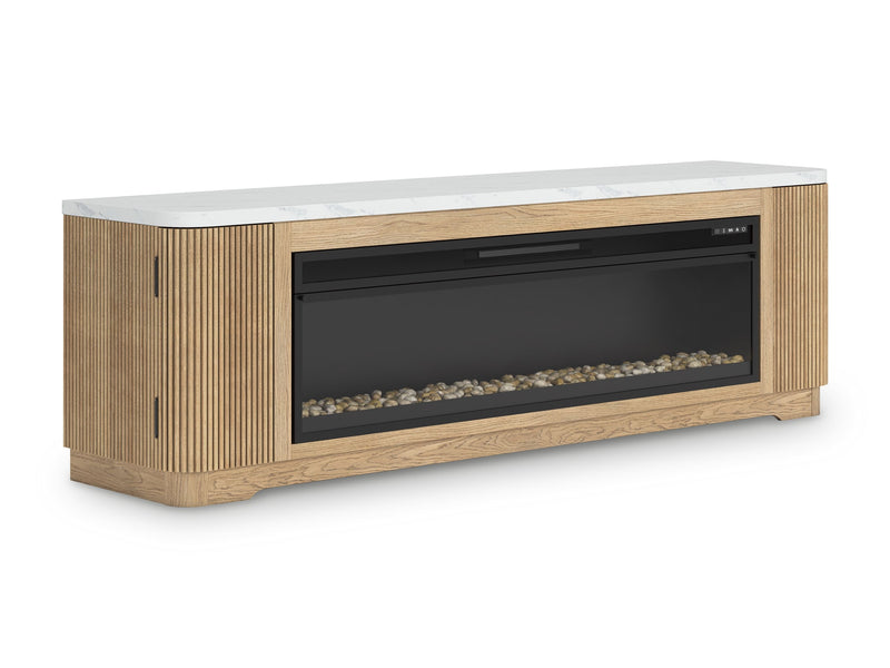 Camdill - Light Brown - 80" TV Stand With Electric Fireplace - JaxCo Furniture