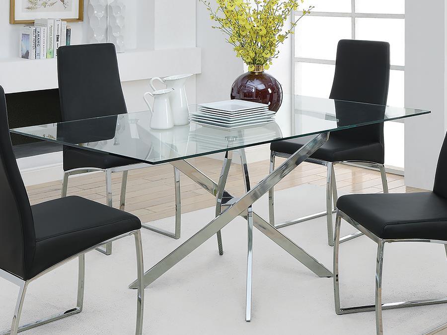 Carmelo - Rectangular Glass Top Dining Table - Chrome - JaxCo Furniture