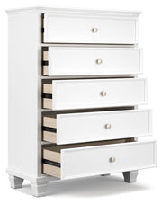 Fortman - White - Five Drawer Chest - JaxCo Furniture