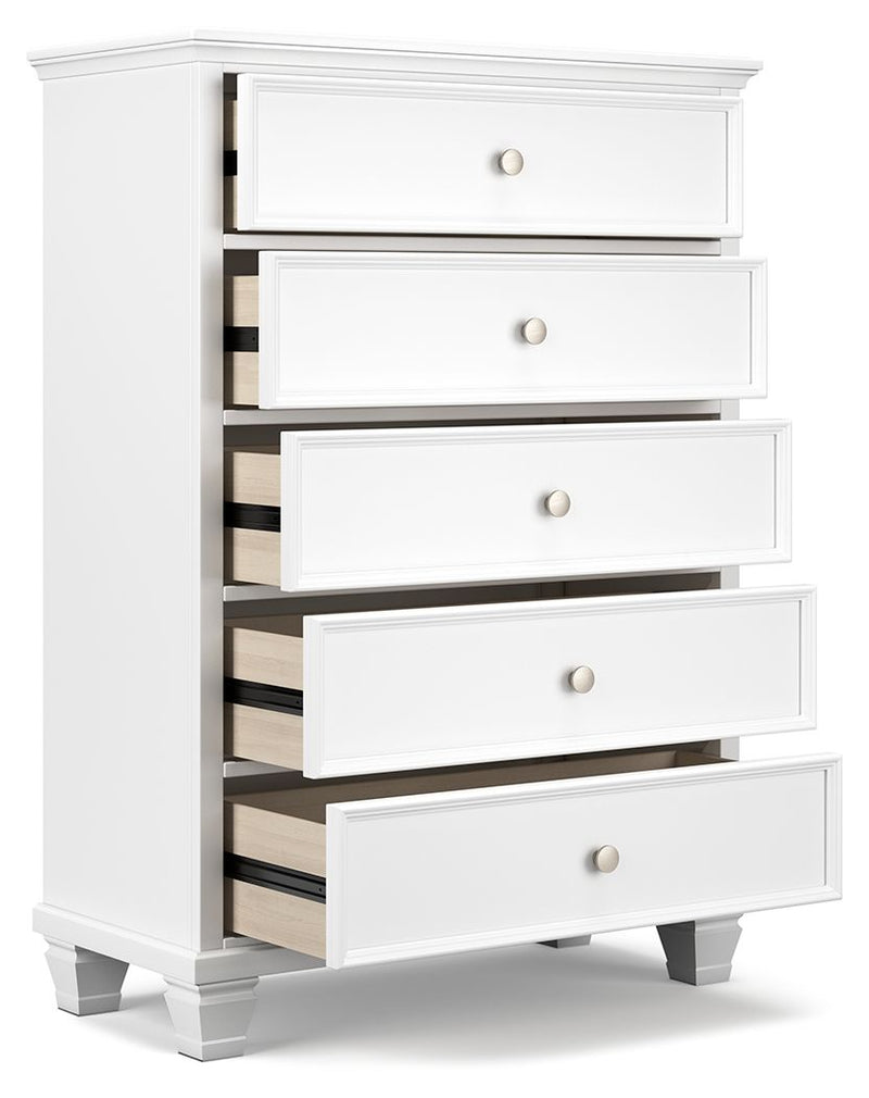Fortman - White - Five Drawer Chest - JaxCo Furniture