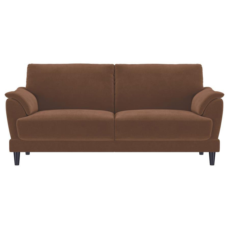 Selma - Velvet Upholstered Crescent Arm Sofa - Rust - JaxCo Furniture