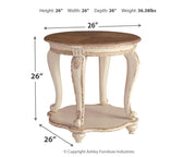 Realyn - White / Brown - Round End Table - JaxCo Furniture