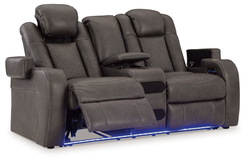 Fyne-dyme - Power Reclining Loveseat With Console/Adj Hdrst - JaxCo Furniture