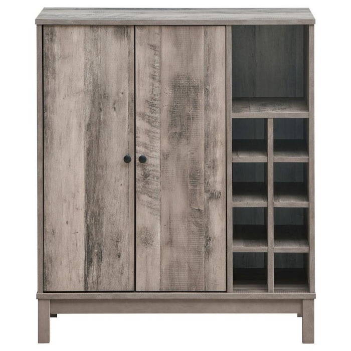 Cheyenne - 2 Door Home Bar Wine Cabinet - Weathered Acacia - JaxCo Furniture